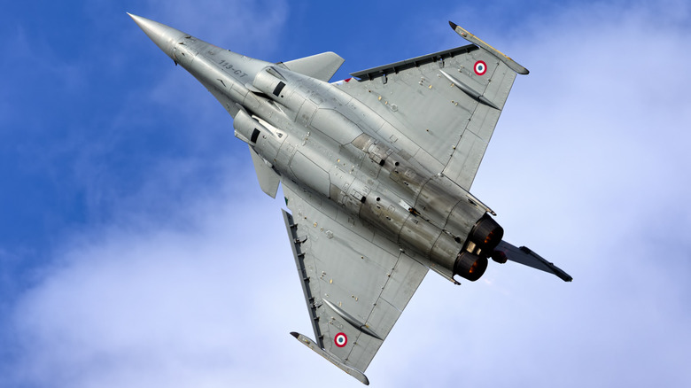 Dassualt Rafale C jet aircraft displaying at the Royal International Air Tattoo, RAF Fairford Gloucestershire, 20th July 2013