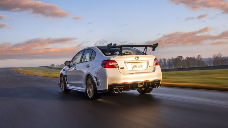 2019 Subaru STi S209 dynamic photo rear 3/4 view