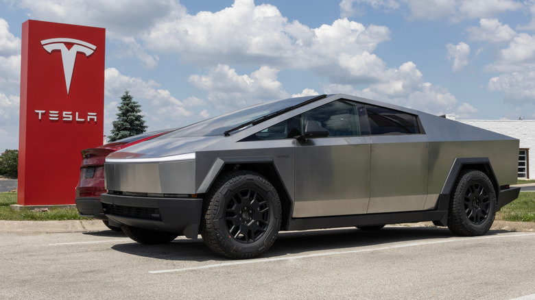 Tesla Cybertruck with company logo