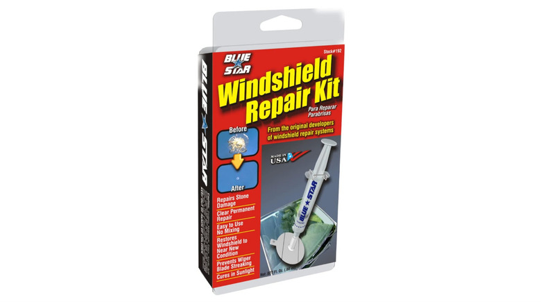 a windshield repair kit package