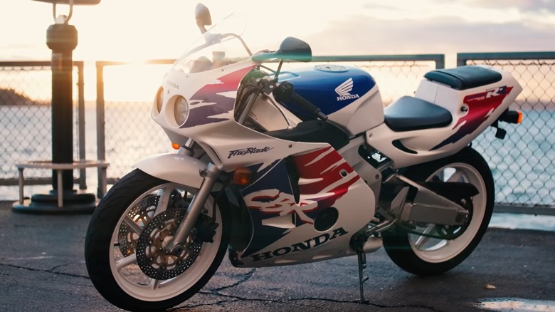 Honda CBR250RR in blue and white livery