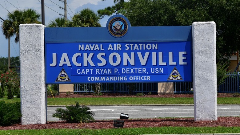 Blue sign for Naval Air Station Jacksonville