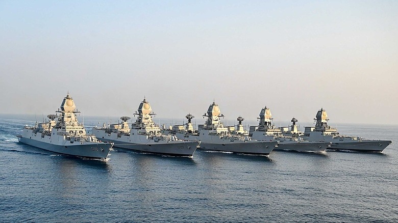 Indian navy destroys sailing in formation