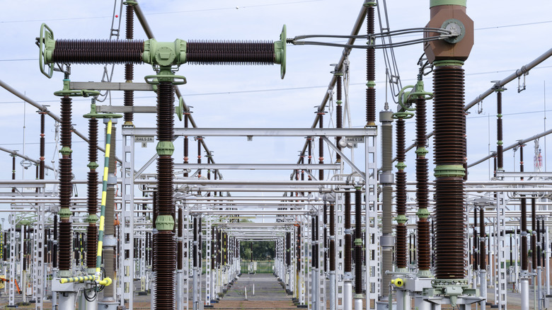electrical power station substation grid