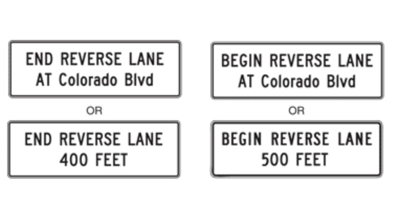 Reverse lane signs