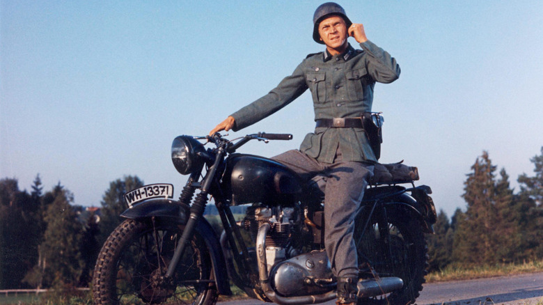 Steve McQueen on a motorcycle