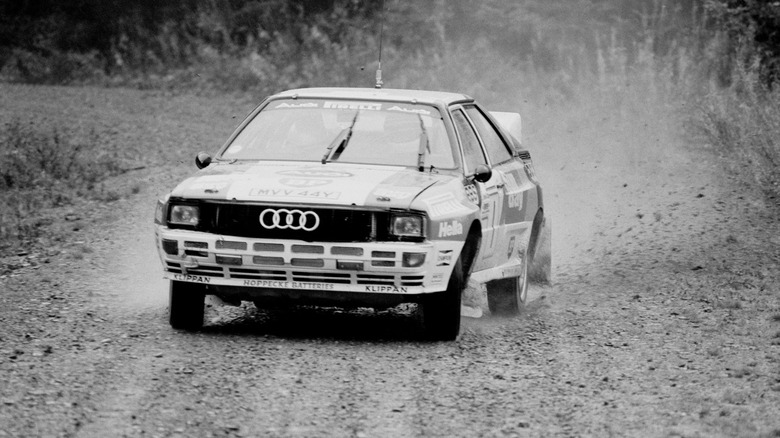 Michèle Mouton drives an Audi Quattro