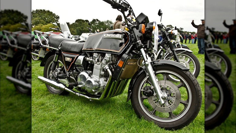 Black 1985 Kawasaki Z1300 parked on grass