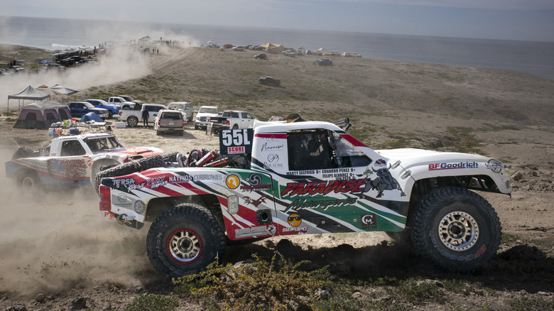 Trophy truck race in the desert