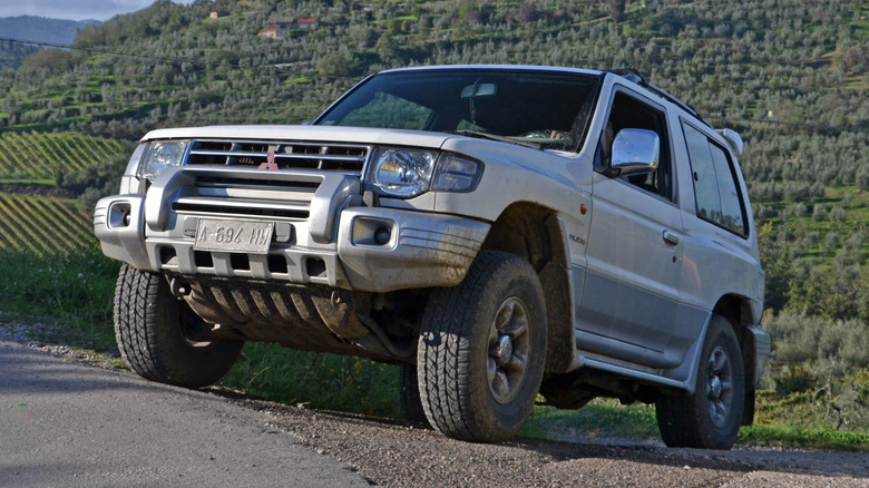 Mitsubishi Montero on mountain road