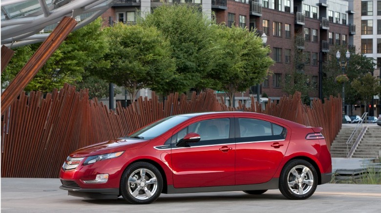 A red 2011 Chevrolet Volt