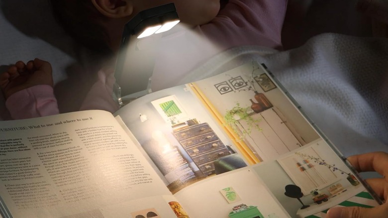 Light shining on the pages of a magazine