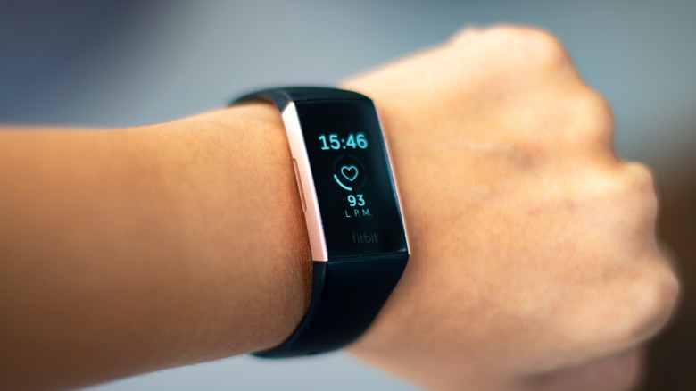 Fitbit device on a wrist