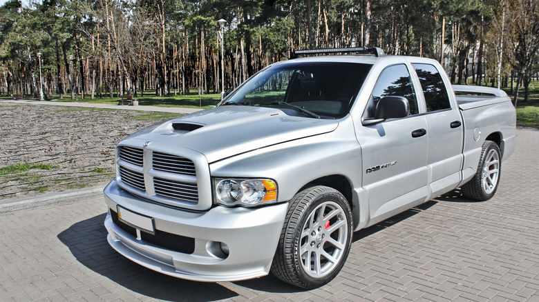 Grey Dodge Ram SRT-10 on the road