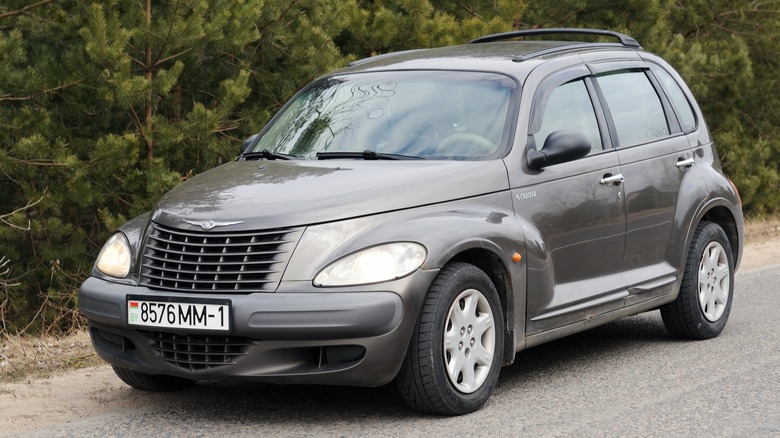 Chrysler PT Cruiser on forest road