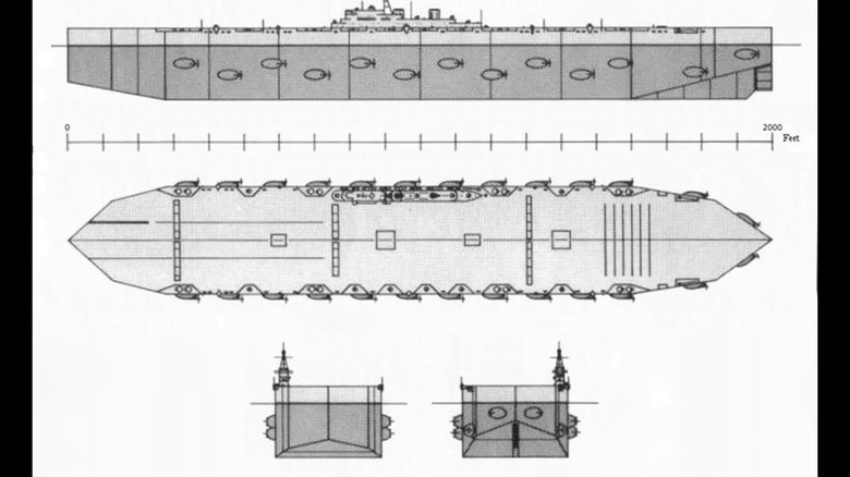 Schematics for Project Habakkuk ice aircraft carrier