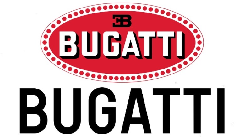 The old red Bugatti logo, and the plain black and white one