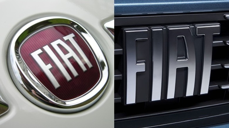 Fiat's old and new logo, side by side