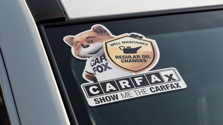 carfax sticker on car windshield