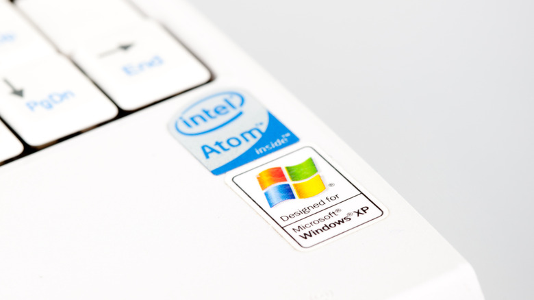Intel Atom logo on display