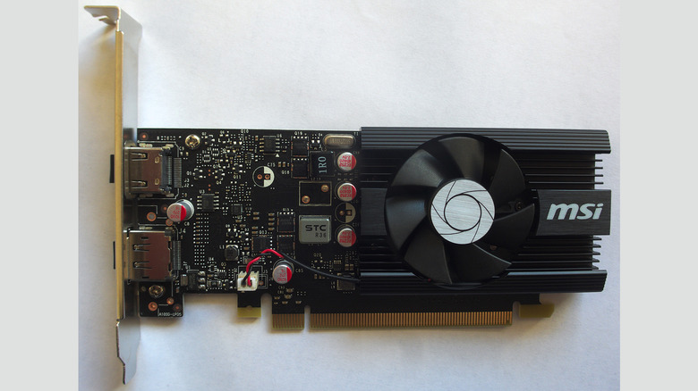 A top-down image of the Nvidia GT 1030