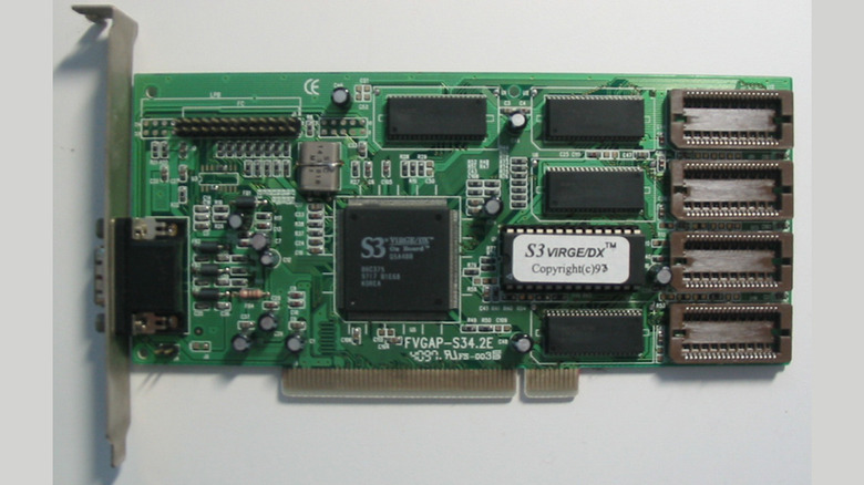 A top-down view of the S3 ViRGE graphics card