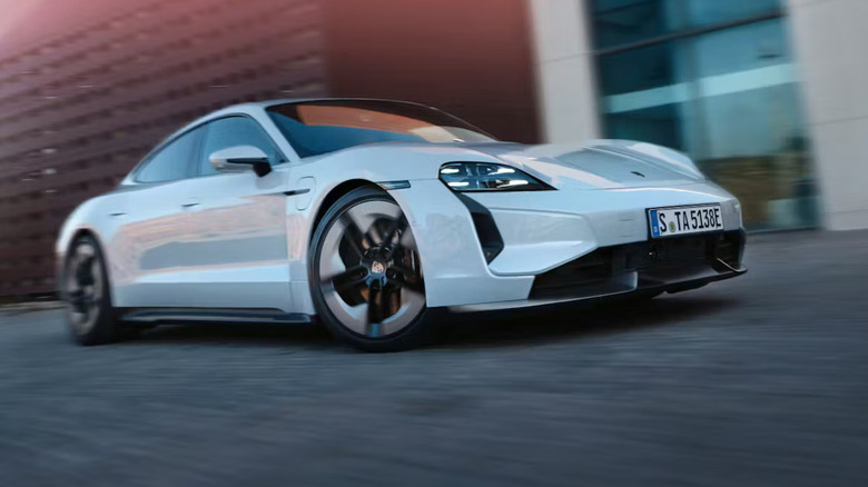 The 2024 Porsche Taycan Turbo S front 3/4 view