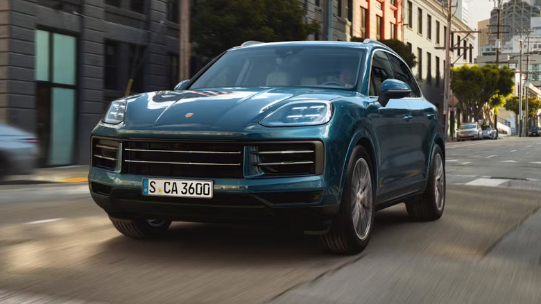 The Porsche Cayenne Turbo SUV on a city str