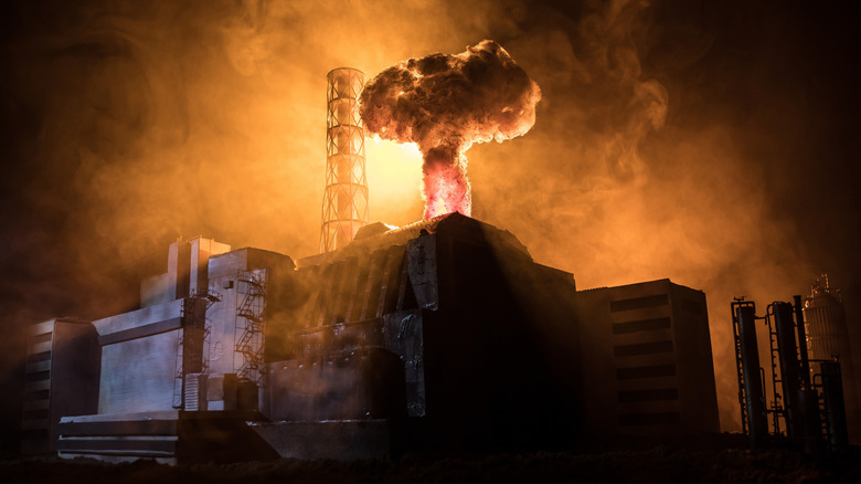 Nuclear explosion rising over facility