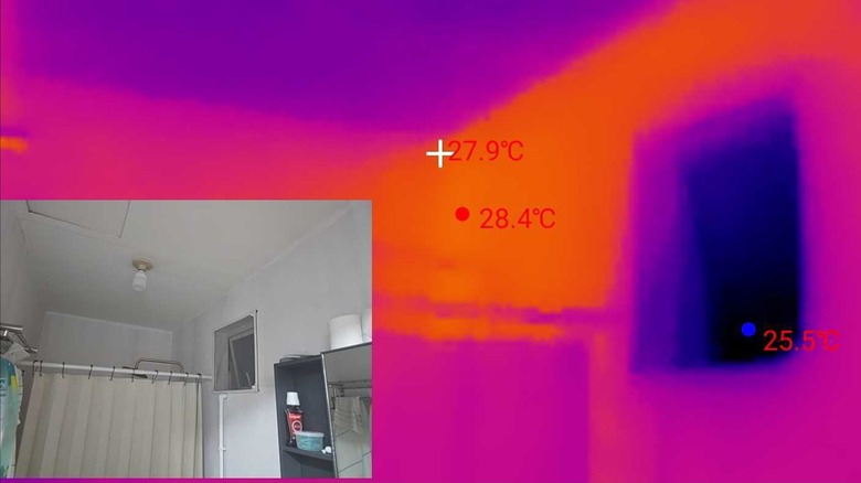 the temperature difference between an open window and a wall