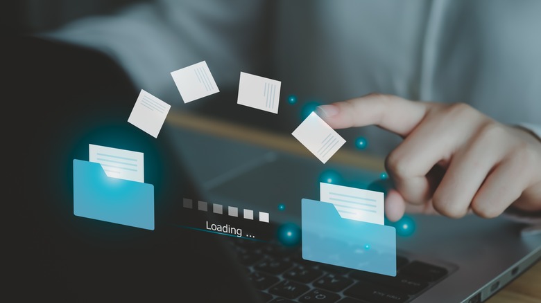 Illustration of digital files loading