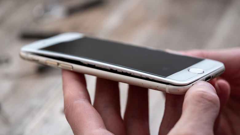 An iPhone a swollen battery