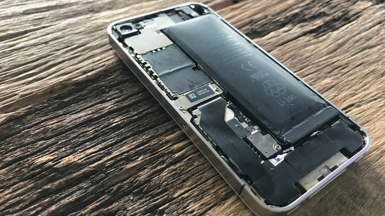 An iPhone with the internals exposed