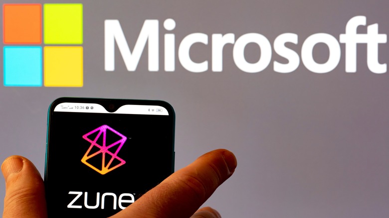 Zune device with Microsoft logo