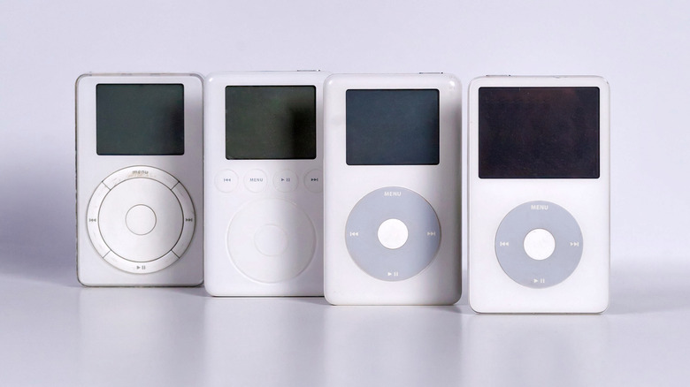 Classic iPod models on display