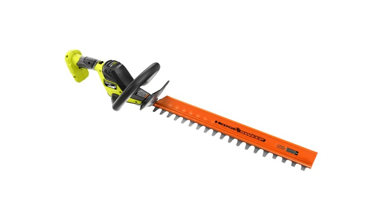 The Ryobi 22 Inch Hedge Trimmer brushless tool