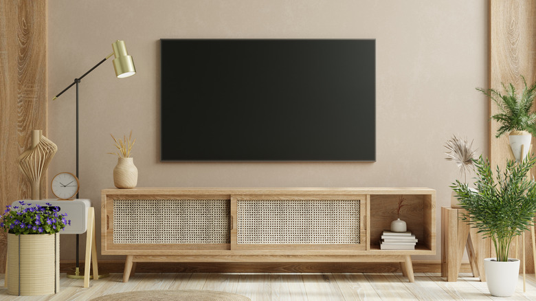 A TV mounted on the wall