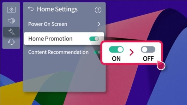 Changing the Home Promotion setting on a TV