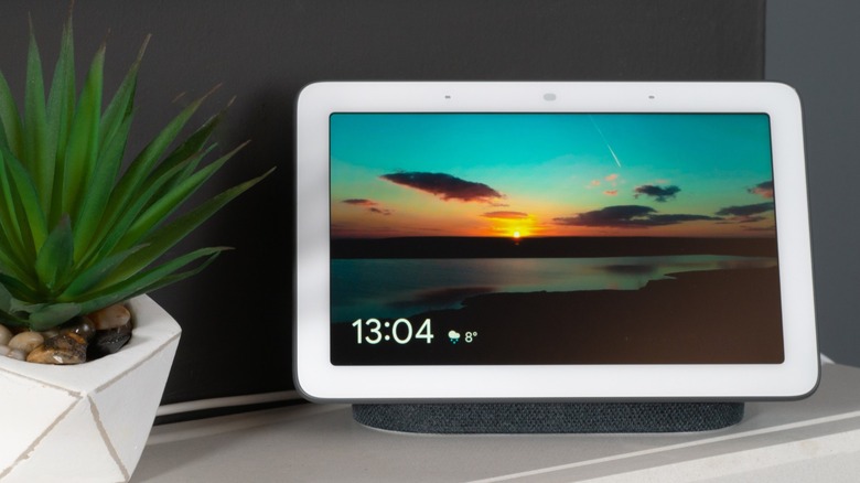 the Google Nest Hub in a home office