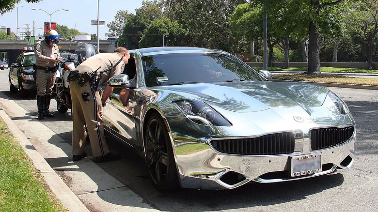 Justin Bieber gets pulled over in Fisker Karma