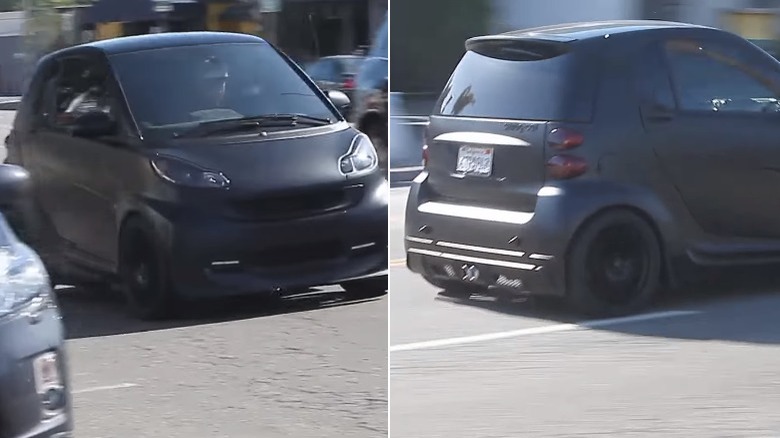 Justin Bieber in his Smart ForTwo
