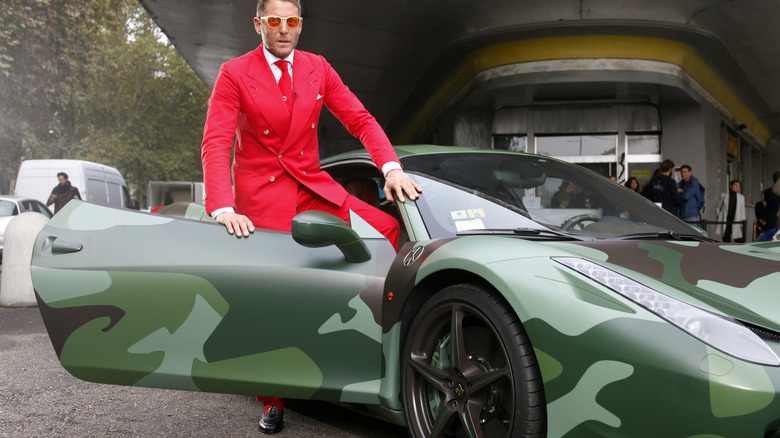 Lapo Elkann with his Ferrari