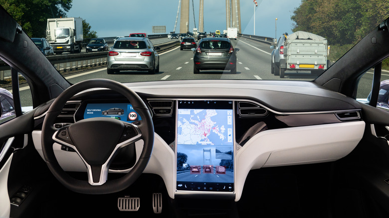 Self-driving car with Autopilot on
