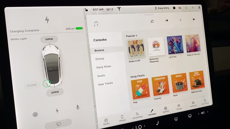 Caraoke screen in Tesla