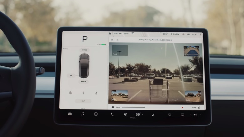 Tesla center screen with sentry mode