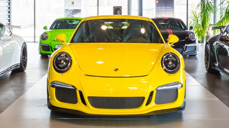 Porsches at the dealership