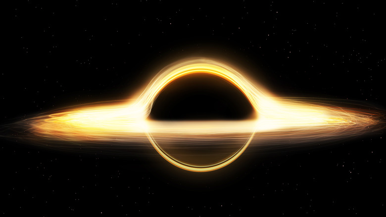 Illustration of black hole surrounded by glowing matter