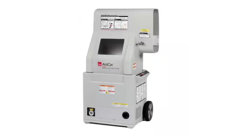 An AttiCat fiberglass insulation blower ion a white background