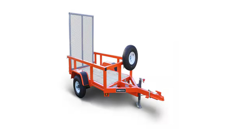 Home Depot's rentable trailer Lawn and Garden on a white background