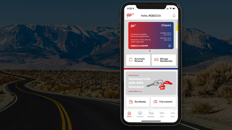 AAA mobile app mockup